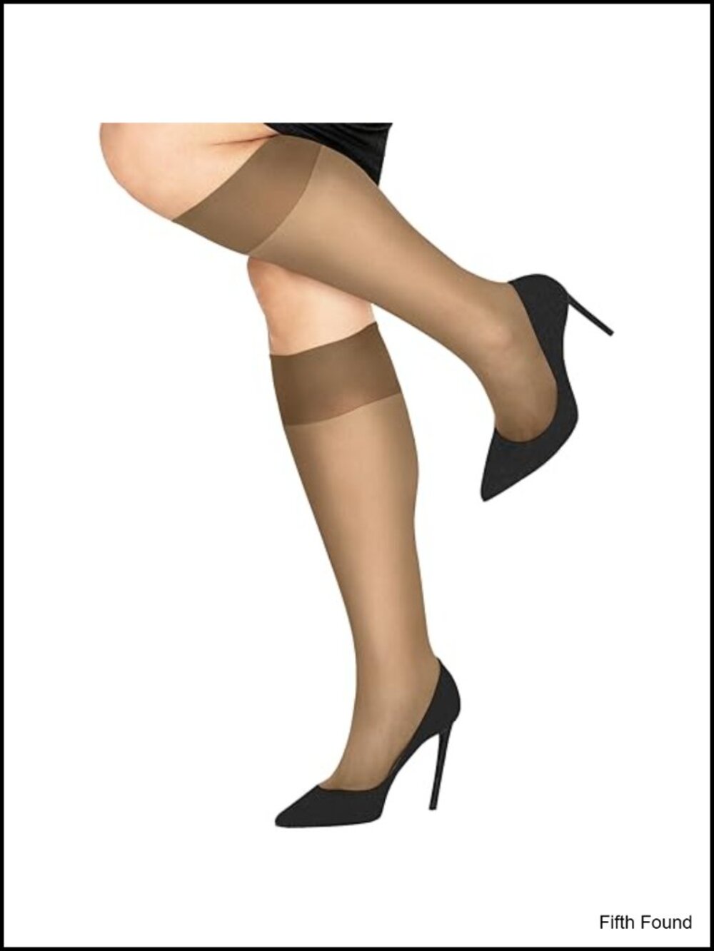 Silky Sheer Knee High Stockings Enhanced Toe Stay Put Band 2 Pack